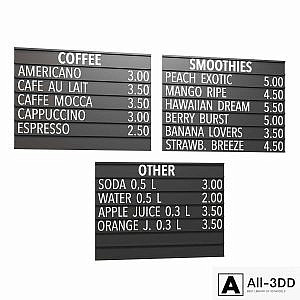 Drinks menu