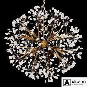 Spherical Twelve-Light Quartz Chandelier