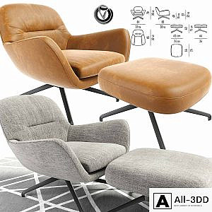 Minotti Jensen Arm Chair With Pouf And Carpet