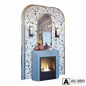 Fireplace, sconce, decor, mirror and murals terrazzo murals (Fireplace sconce mirror and decor memphis 01 YOU)