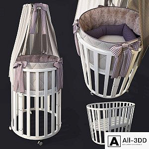 Round bed / transformer cradle "Letto Bambini Elegante"