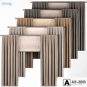 A set of five brown curtains.