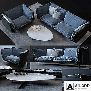 Sofa and chair Auto-reverse, coffee table Douglas