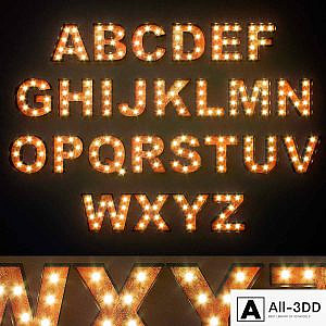 Lighted Metal sign. Set 12. Alphabet