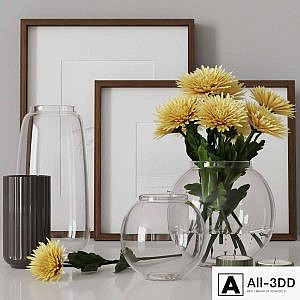 decorative set with yellow chrysanthemums 05