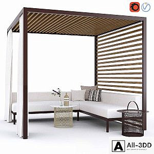 Garden arbor with sofa Kettal Pavilion Gazebo
