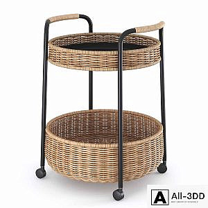 LUBBAN Little table on wheels with a box, rattan, anthracite from Ikea | LUBBAN Serving cart with storage, rattan, anthracite by Ikea