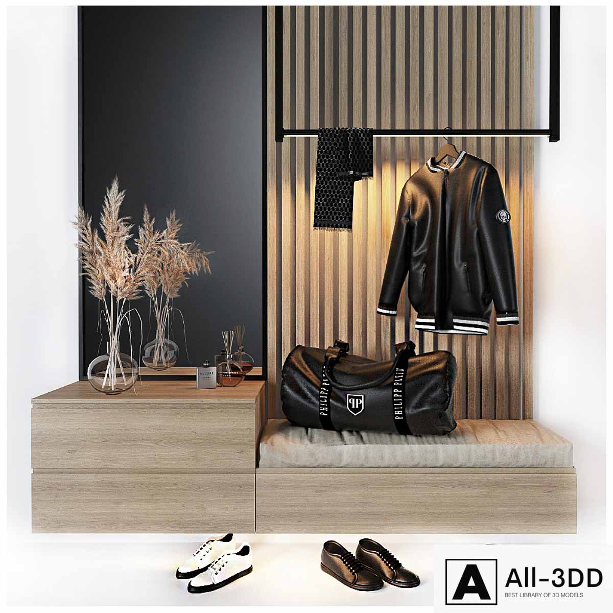 Decorative set in the hall 6 modern interior 3D model Decorative set in the hall 6