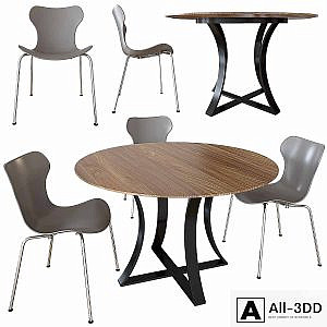 B & B ItaliaPapilio Shell. Damen 60 "Brown Wood Top Dining Table