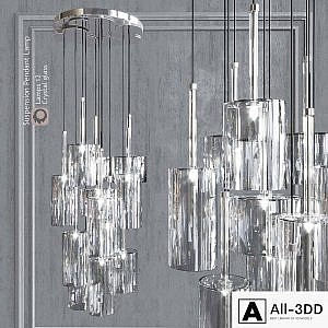 Pendant lamp AXO Light Spillray SP lamps 12 crystal glass