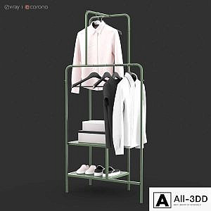 IKEA NIKKEBY Clothes rack, gray-green and red colors