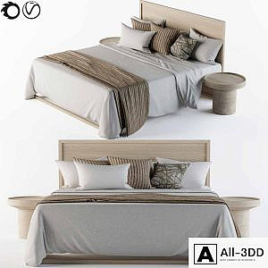 Wooden Bed Set white and Brown