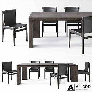 CB2 Burano Charcoal Gray Leather Sling Chair, Blox Dining Table
