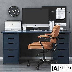 IKEA office workplace with ALEX table and ALEFJÄLL chair