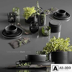Table setting in black colors