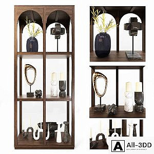 Arched shelving with decor