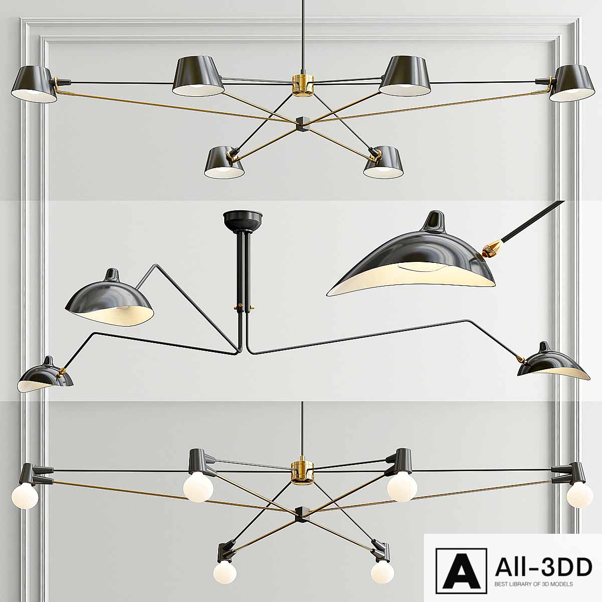 Minimalist Chandelier - 3 type modern interior 3D model Minimalist Chandelier - 3 type