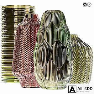 Amazing glass vases set for interior