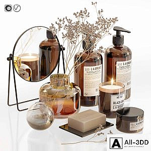 LA Bruket decor set for bathroom with dry flowers