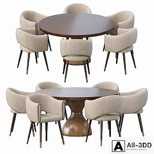 GRACE ARMCHAIR and POINT REYES BOTTICELLI LARGE ROUND DINING TABLE