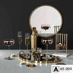 Decorative set with drinks and appliances