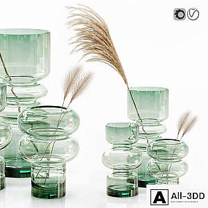 H&M glass vases with dried flower pampas grass