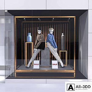 Shop front with female mannequin 001