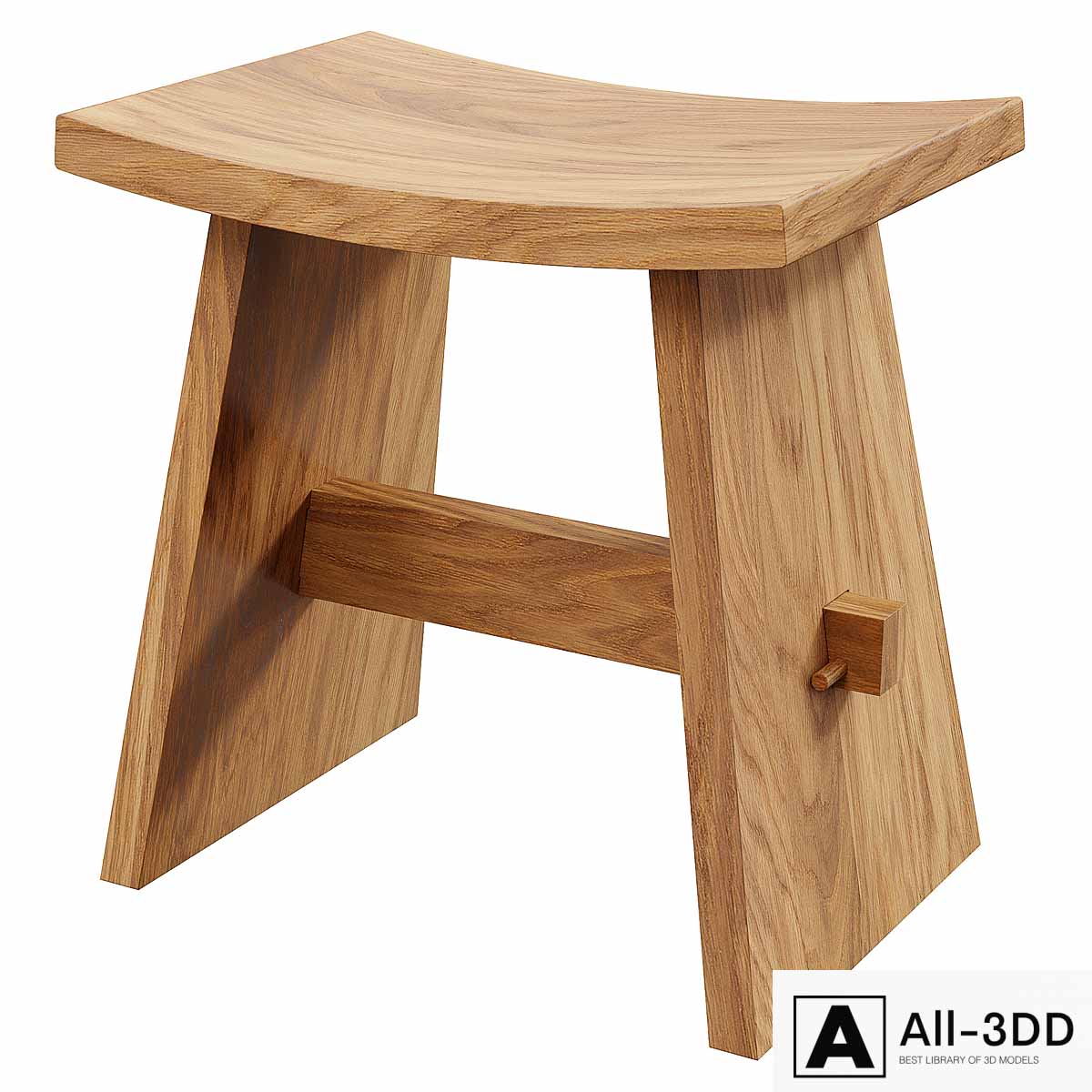 Zara Home - The wooden stool in the style of rustic modern interior 3D model Zara Home - The wooden stool in the style of rustic
