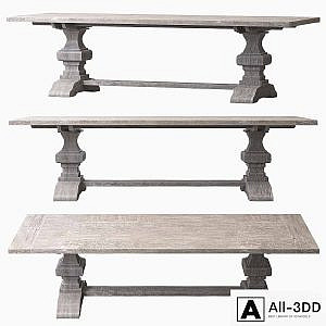 RECLAIMED RUSSIAN OAK BALUSTER RECTANGULAR EXTENSION DINING TABLE Gray
