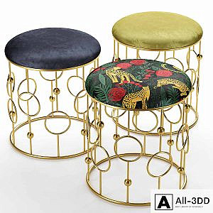 Pouf Loft concept Bright PUF Print golden ring