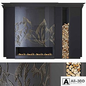Modern fireplace (leaves1)