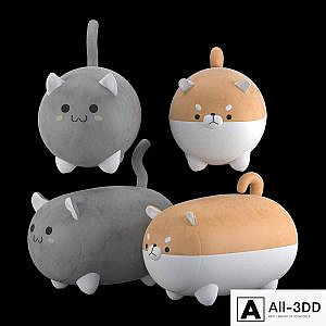 Stuffed toys cat and dog