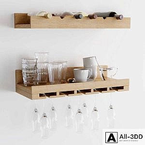 Shelf for wine and glasses