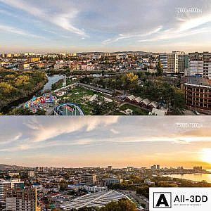 Panoramas of Anapa at sunset