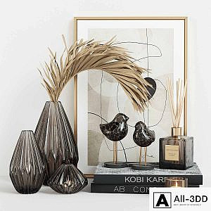 Decorative Set with Glass Birds