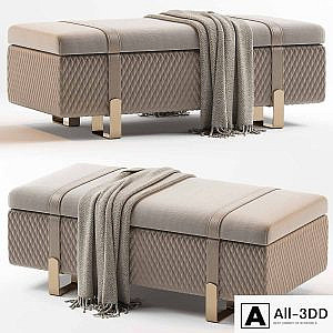 Modern Italian Designer Quilted Leather Ottoman Bench
