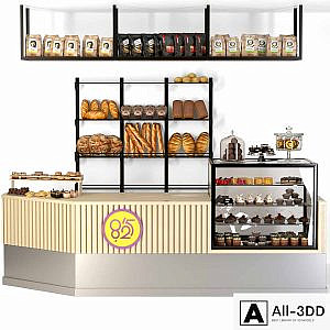 Coffee point in loft style with a showcase with desserts and fresh pastries