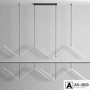 Zigzag Pendant Light Fixture Minimalism Aluminum Dining Room LED Ceiling Light in Black