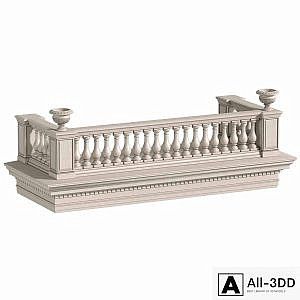 Classic balcony with balustrade. Classic balcony balustrade