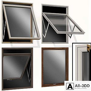 Top swing hinged wooden metal window