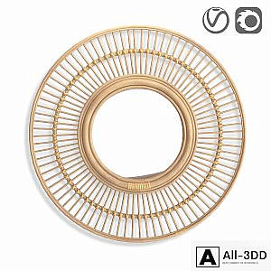 Round rattan mirror Nogu