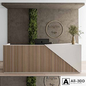 Reception Desk and Wall Decoration - Set 08