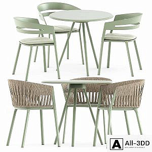 Zebra Round table and Ria Dining armchair by Fast