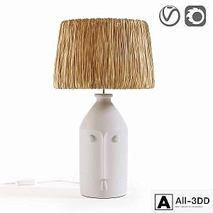 Ceramic and raffia lamp, Manoni
