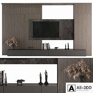 TV Wall Wood and Stone - Set 28