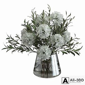 Olive bouquet with white flowers
