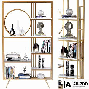 Rack with decor, books and figurines
