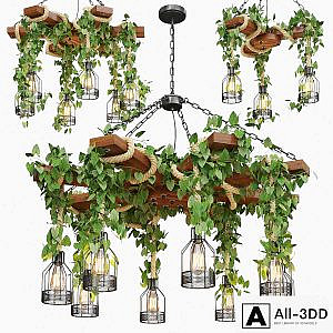 Wood Ceiling Lamp with Rope
