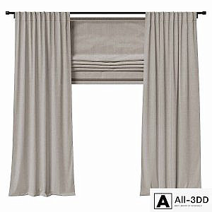 Linen blind with roman blind