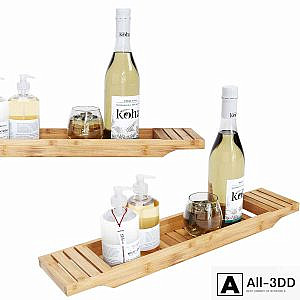 Mind Reader 27in Brown Bamboo Bathtub Caddy Organizer set